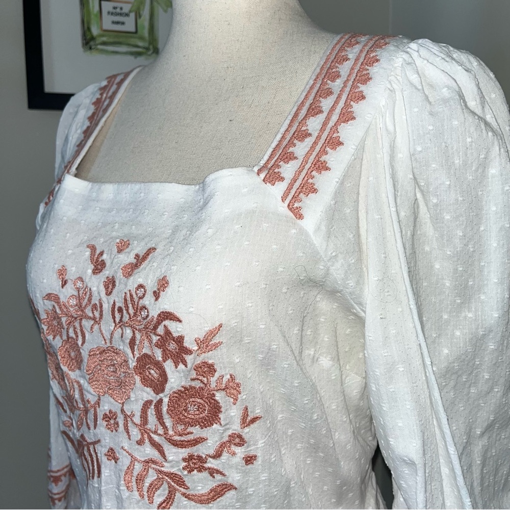 Universal Thread Embroidered Peplum Blouse | Coquette Cottagecore Romantic Top - Picture 9 of 13